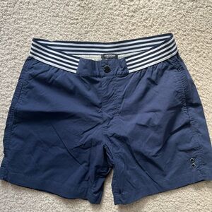 Ron Dorff Navy Blue Men's Swim Shorts with Striped Waistband